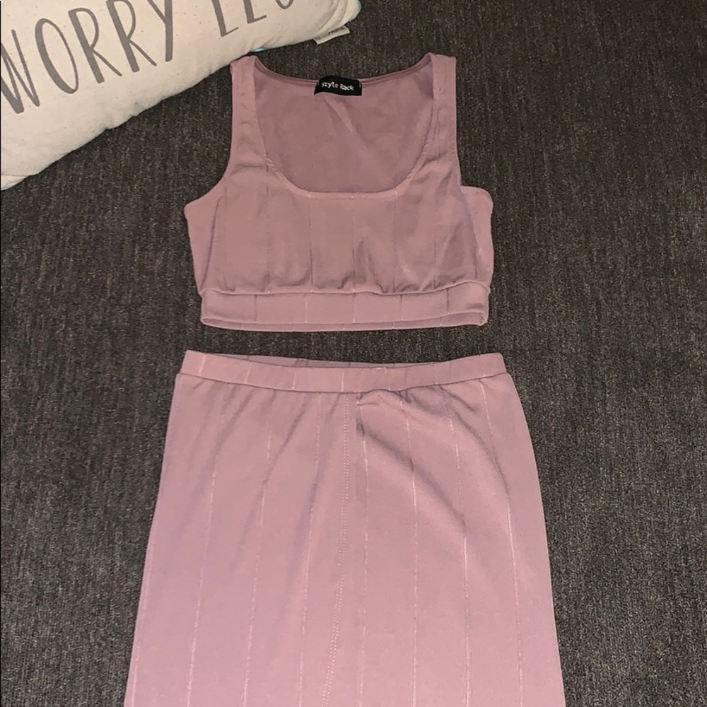 Blush Pink 2- piece skirt and cropped top